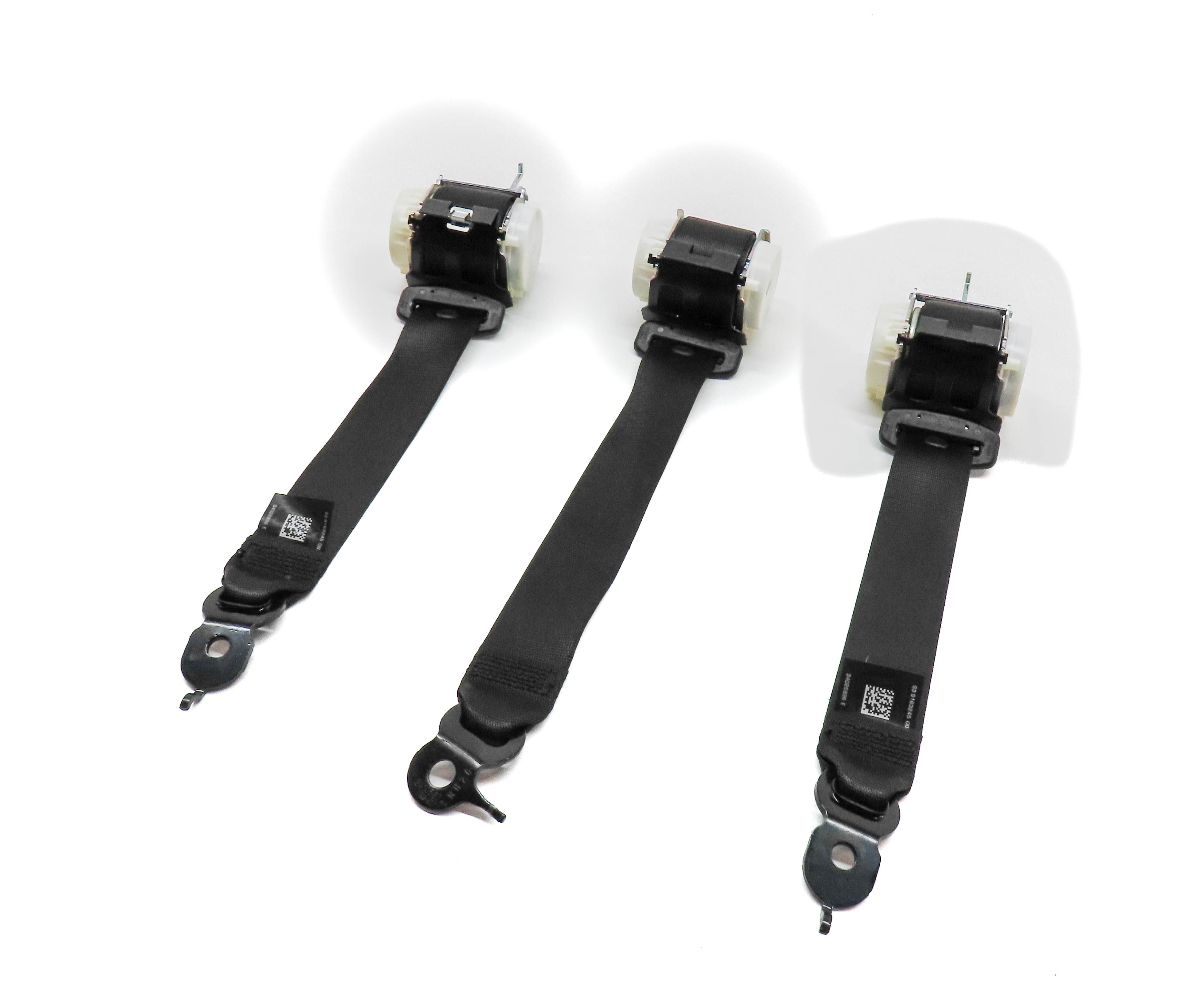 2013 BMW 750LI (F01) REAR LEFT RIGHT & CENTER SEATBELT RETRACTOR SET 3 (Black) — exact item pictured
